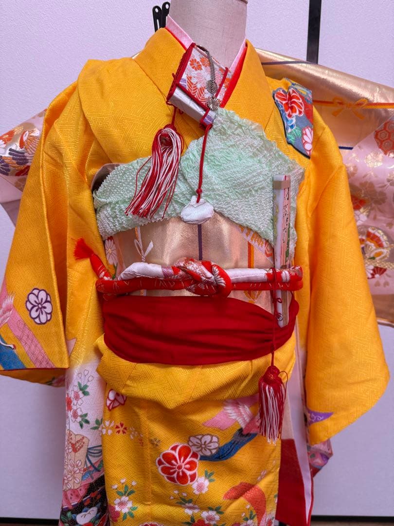 七五三 7歳　女児　お着物フルセット　黄色系
