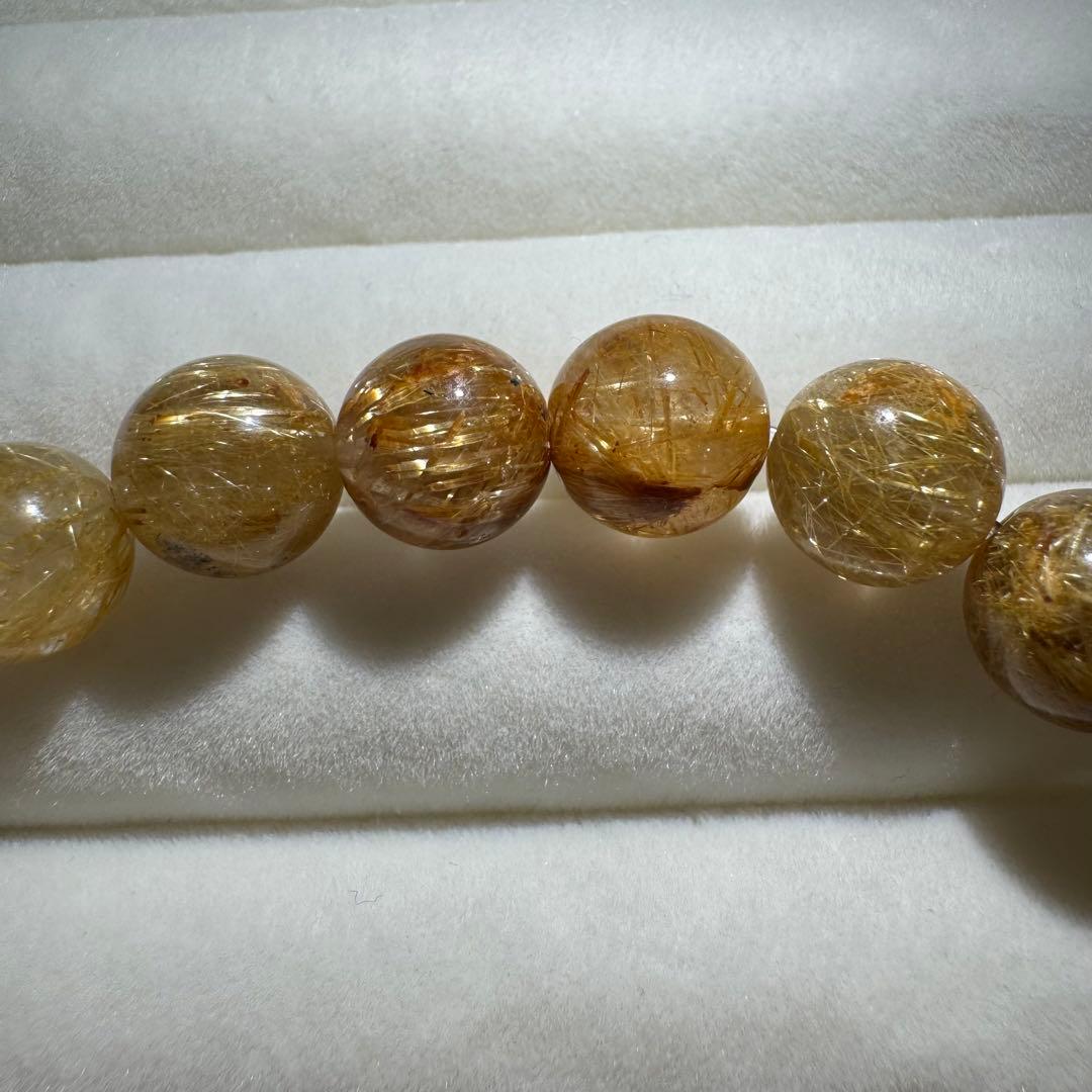 金運·極品満針ゴールドルチルクォーツ ブレスレット 10mm 天然石28.5g
