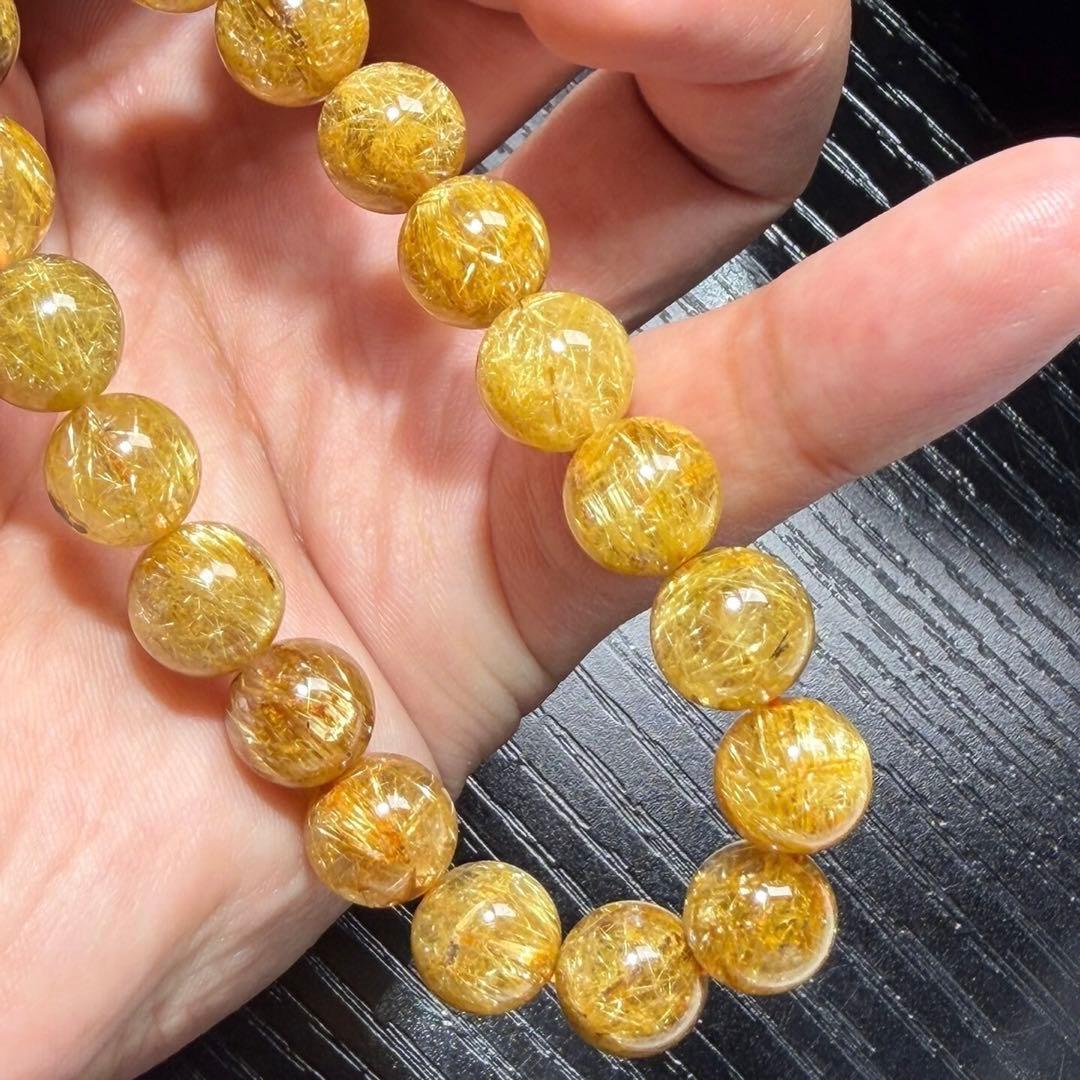 金運·極品満針ゴールドルチルクォーツ ブレスレット 10mm 天然石28.5g