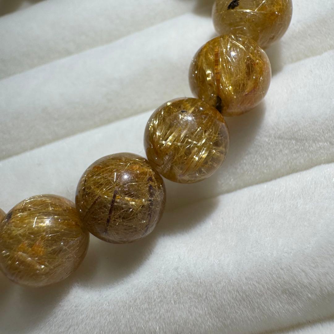 金運·極品満針ゴールドルチルクォーツ ブレスレット 10mm 天然石28.5g