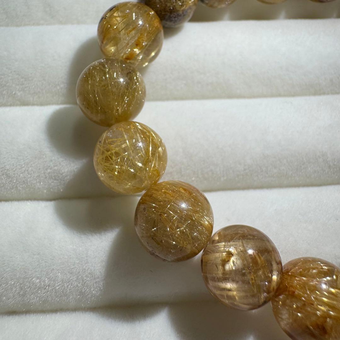 金運·極品満針ゴールドルチルクォーツ ブレスレット 10mm 天然石28.5g