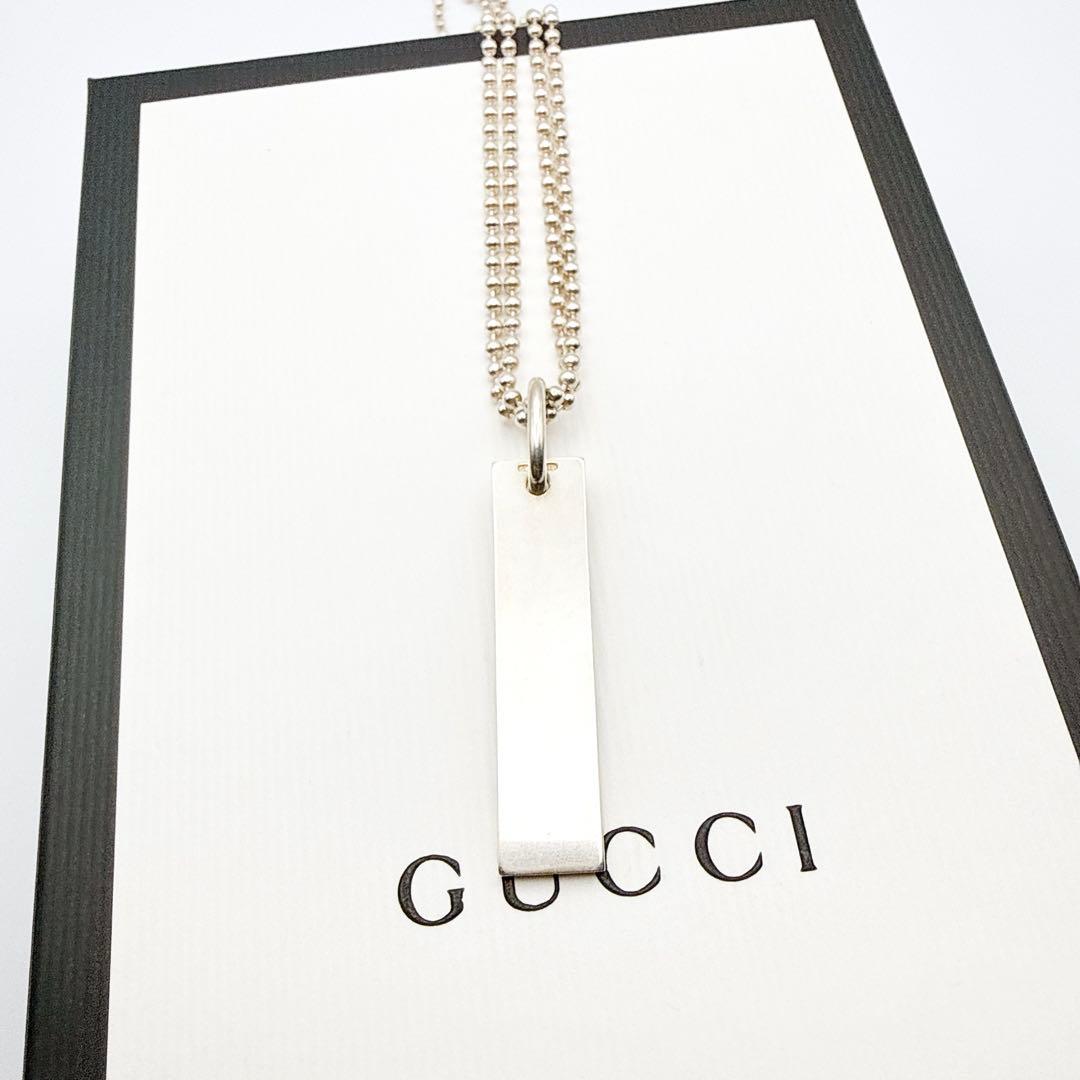 2942-3 人気✨GUCCI ダブルチェーンネックレス　プレート