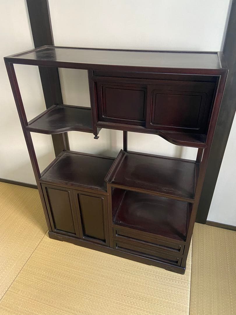 高級　茶箪笥 和家具 茶棚 飾り棚 煎茶道具 唐木 ①