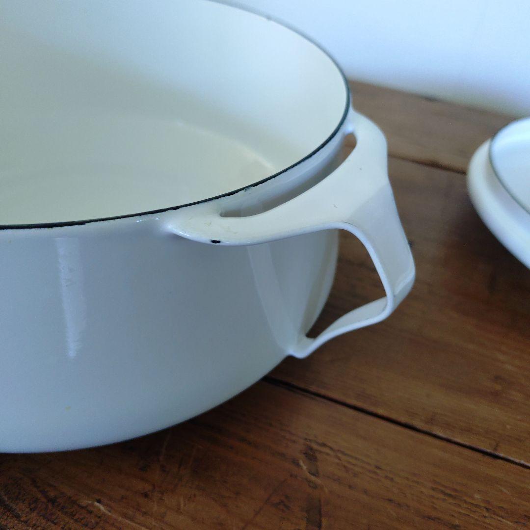 DANSK ホーロー 蓋付き　両手　白　ダンスク　18cm