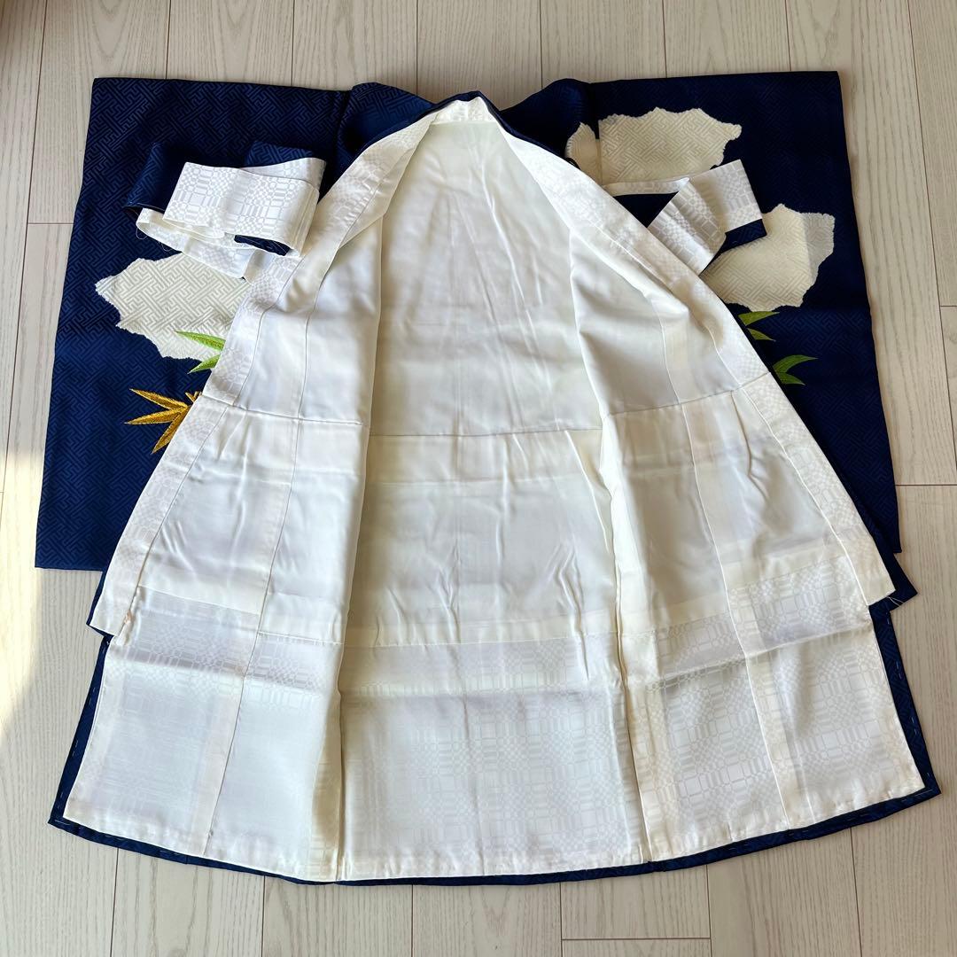 七五三 産着　襦袢付き　男の子　着物　子供　青　刺繍