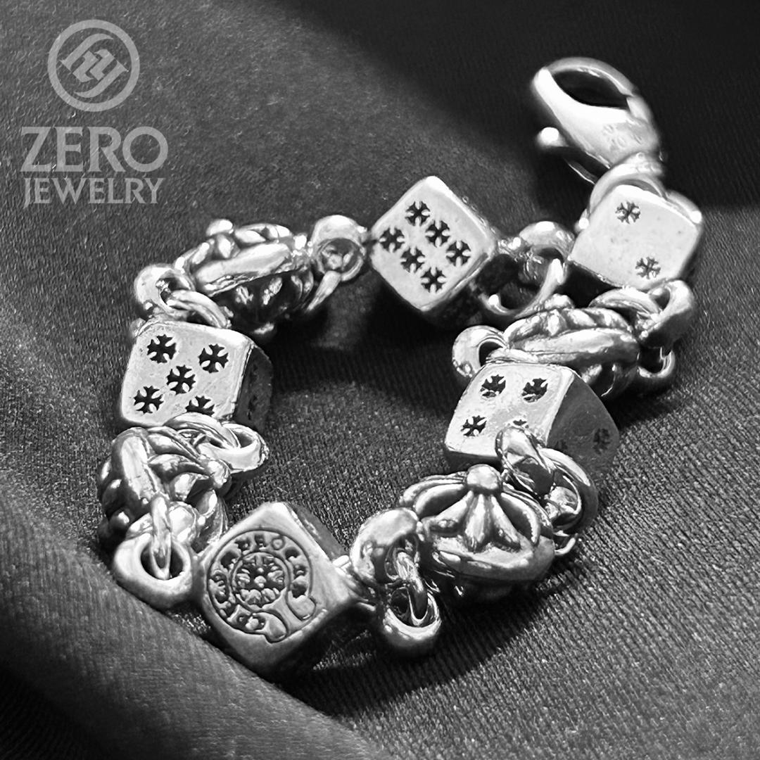 【⭐️即日発送⭐️925刻印】18cm クロスボール＆ダイス／ブレスレット
