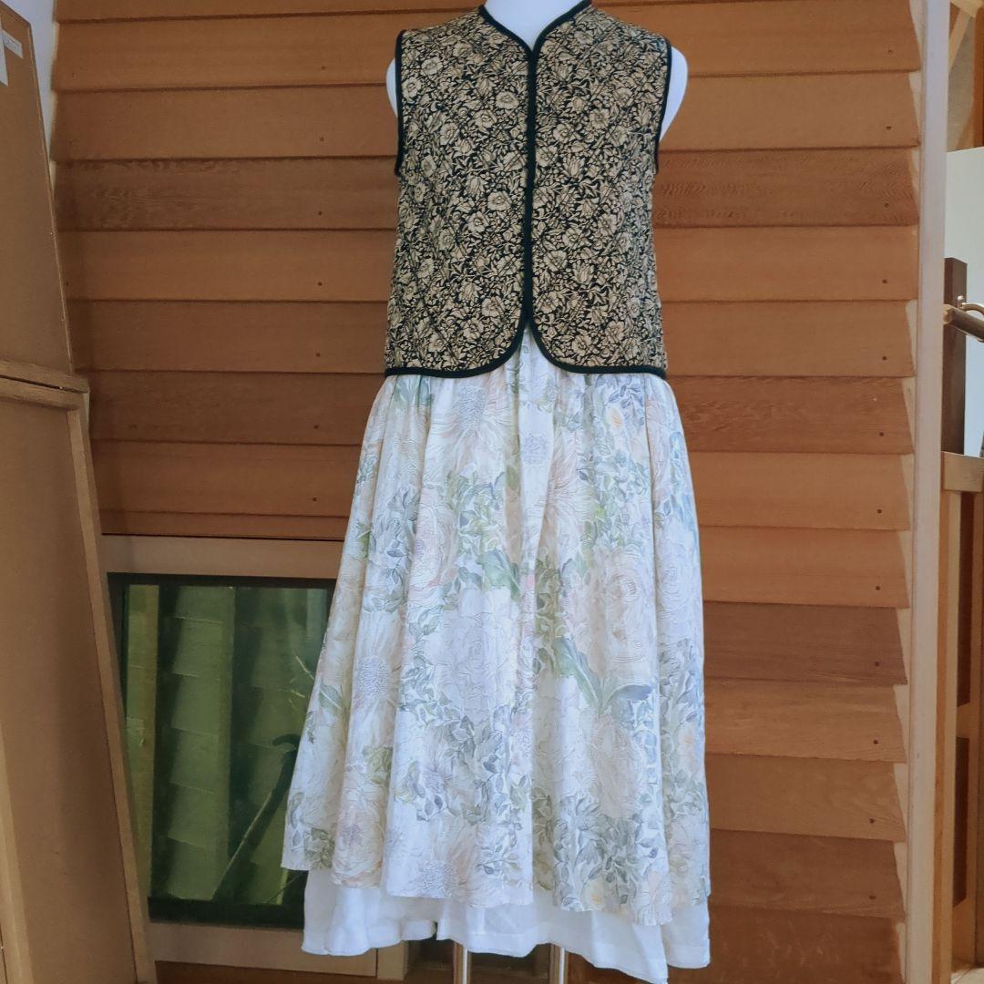 ひ*こ様 ハンドメイド　リバティとリネンのアシンメトリーギャザースカート