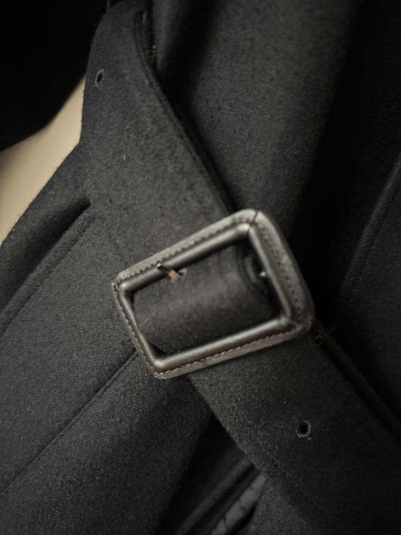 ジャケット・アウター MELTON DOUBLE BREASTED COAT BLACK