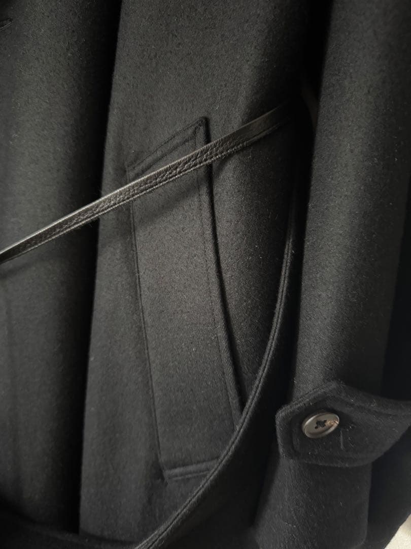 ジャケット・アウター MELTON DOUBLE BREASTED COAT BLACK