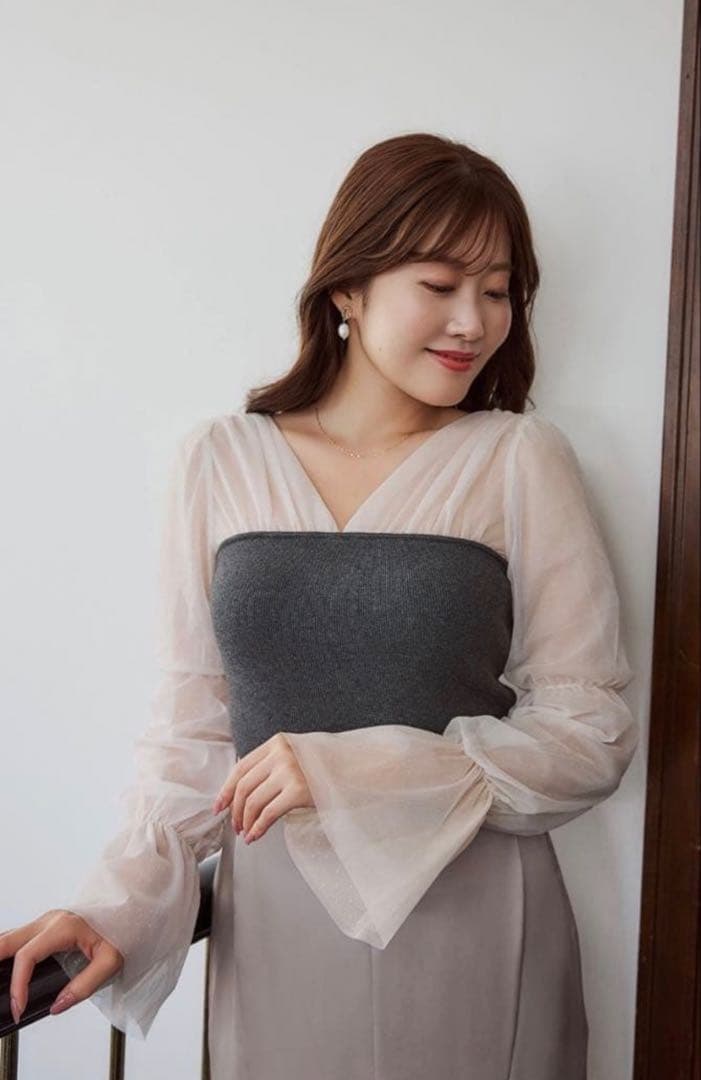 トップス Herlipto Tulle Sleeve Knit Top FOR HER