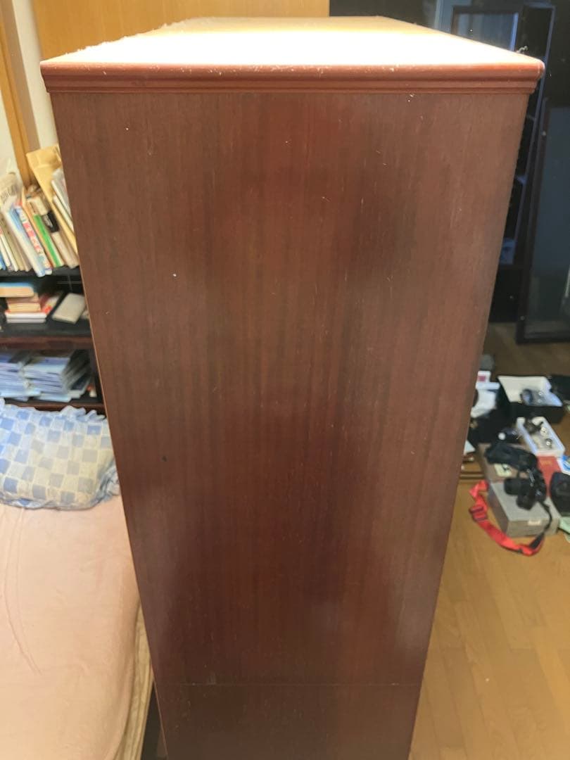 ダークブラウン引き出し式収納棚