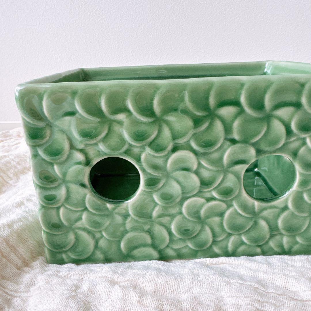 【新品】ジェンガラケラミック バリ島雑貨 グリーン 陶器 食器 インテリア