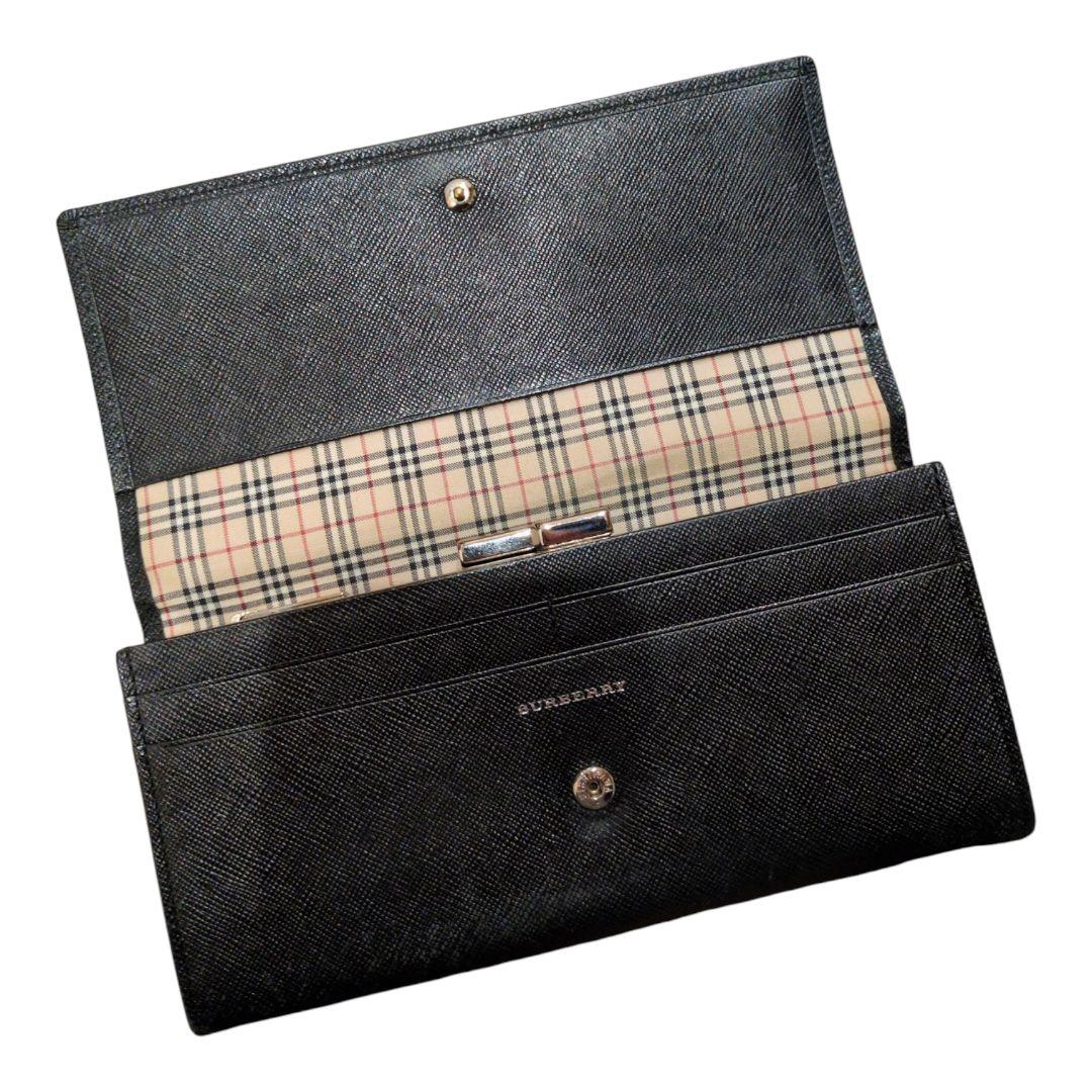 美品 BURBERRY バーバリー 長財布 ノバチェック 黒 ブラック 箱付き