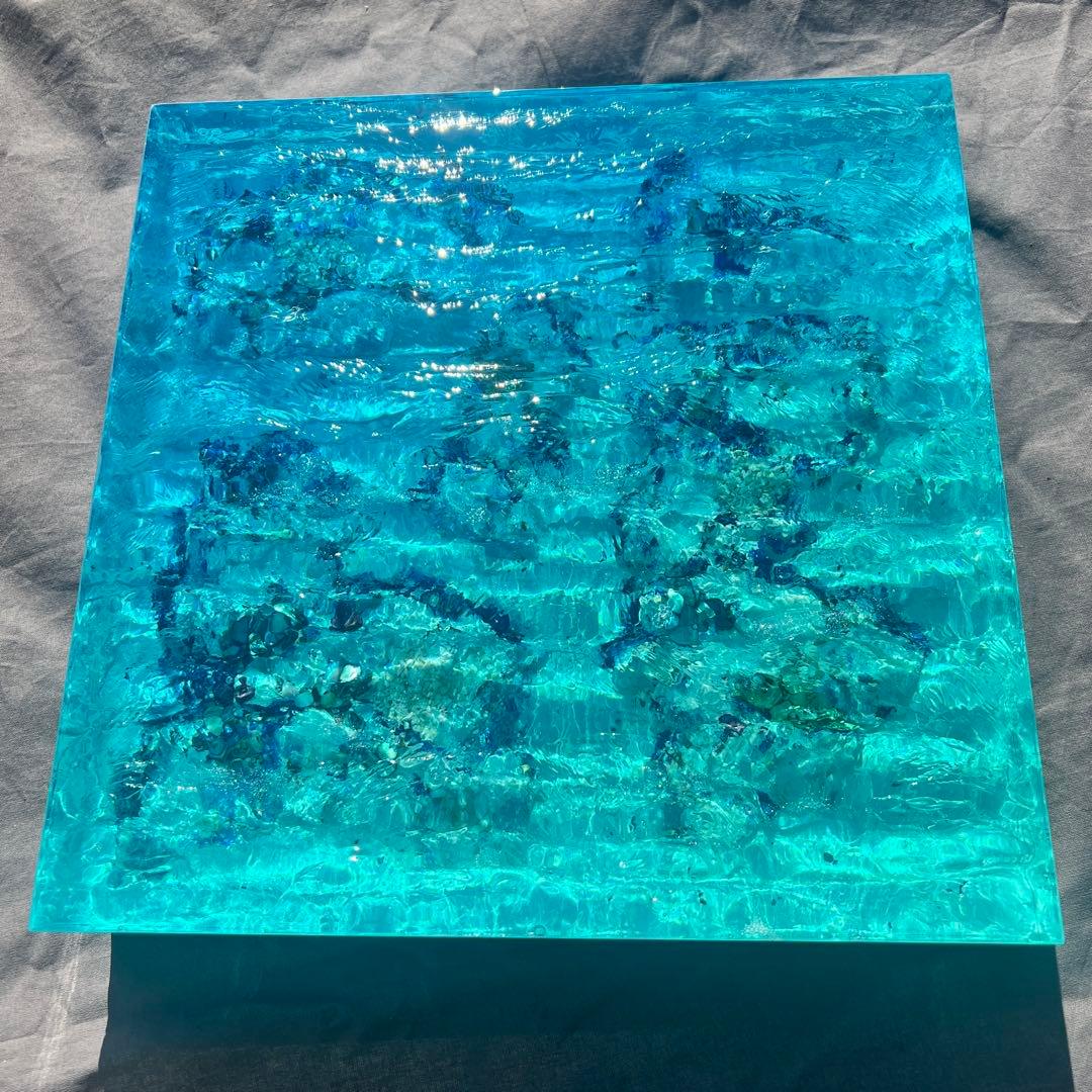 【波紋アート】Real Ocean／立体オブジェ／30cmプリズム×6cm