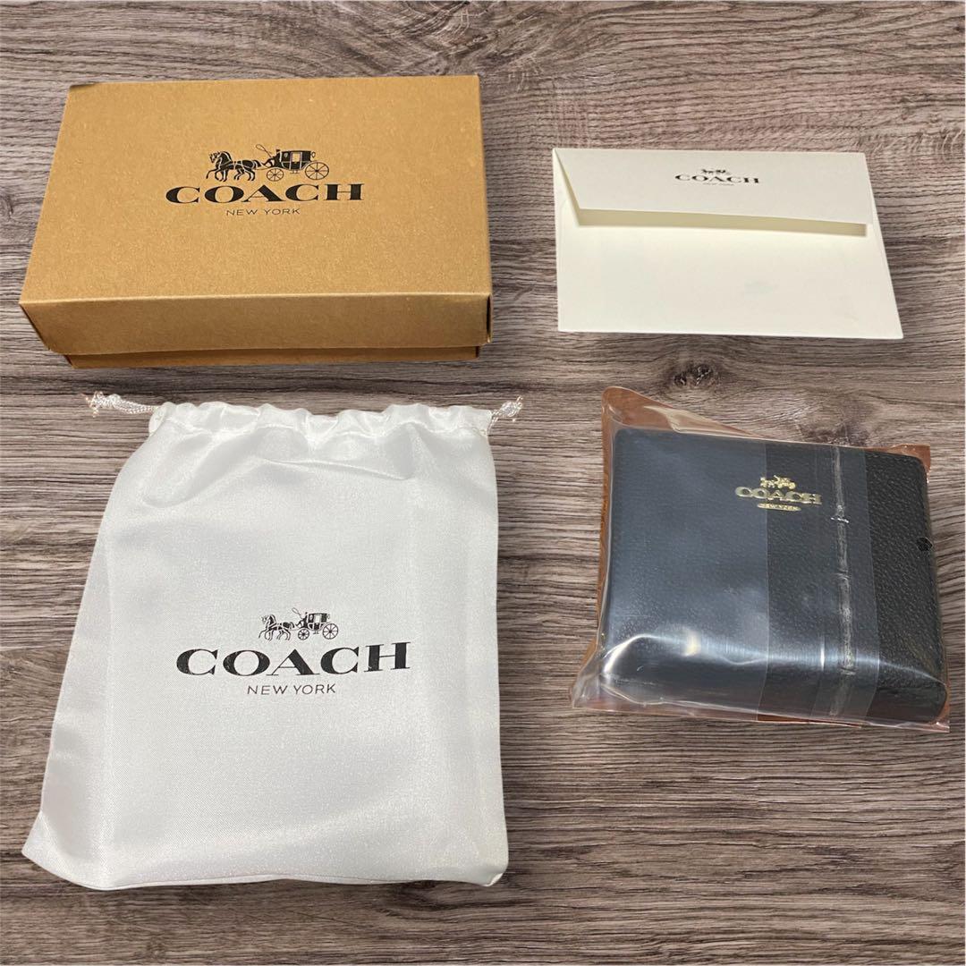 ⭐️新品未使用⭐️　COACH　コーチ　二つ折り　財布　ブラック　箱付き