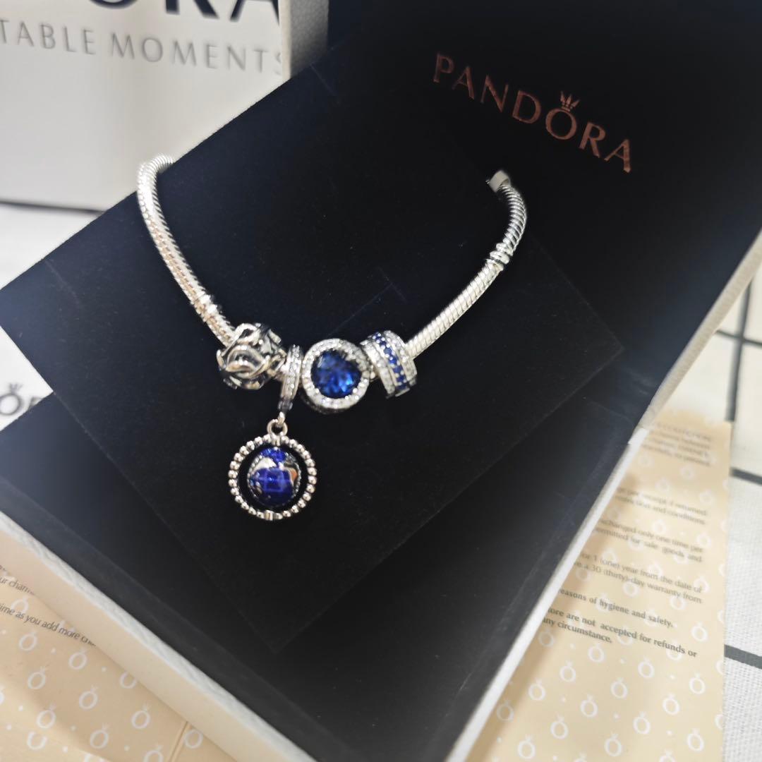 PANDORA 925·ブルークリスタル ブレスレット19cm