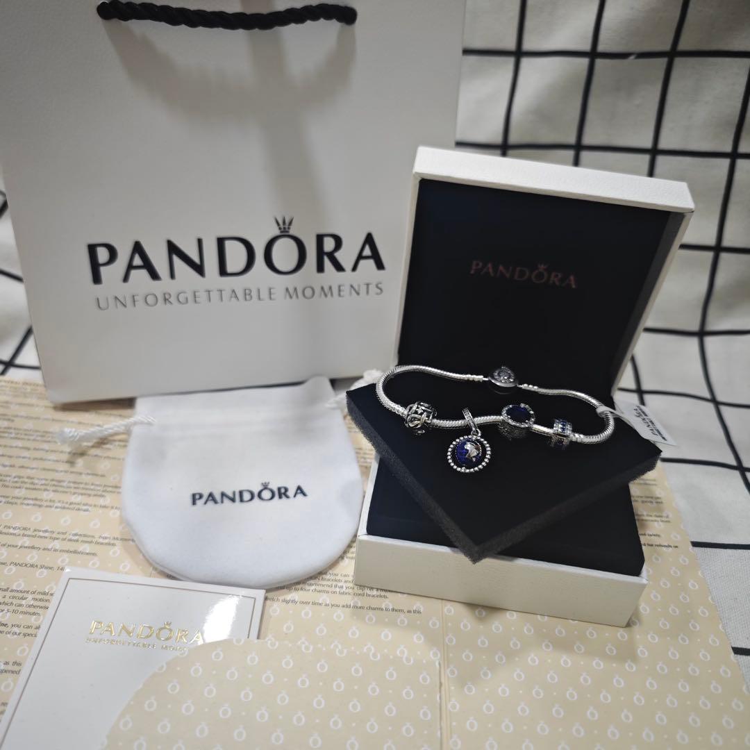 PANDORA 925·ブルークリスタル ブレスレット19cm