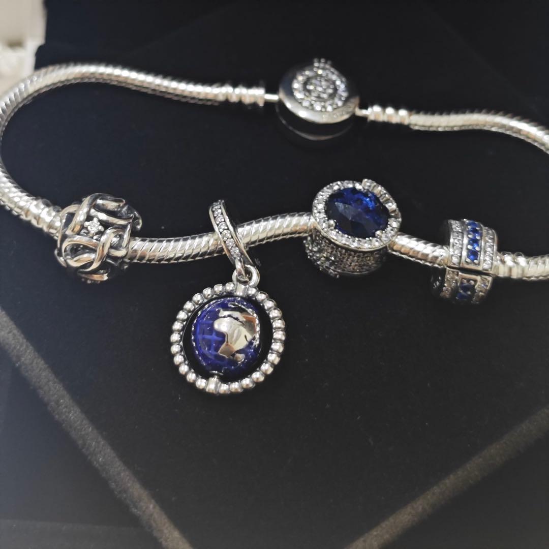 PANDORA 925·ブルークリスタル ブレスレット19cm