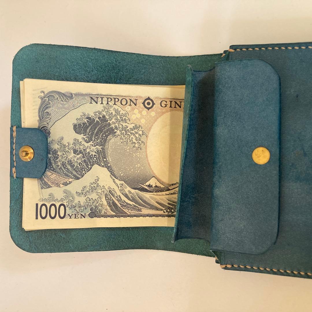 ロロマレザー本革 ミニ財布 コンパクトウォレット 手縫い エイジング