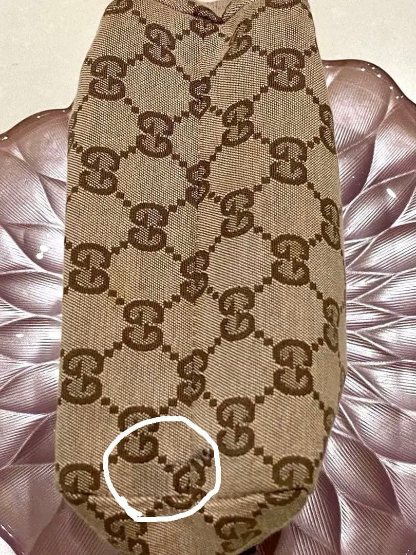 GUCCI GGキャンバスポーチ ピンクベージュ/ブラウン