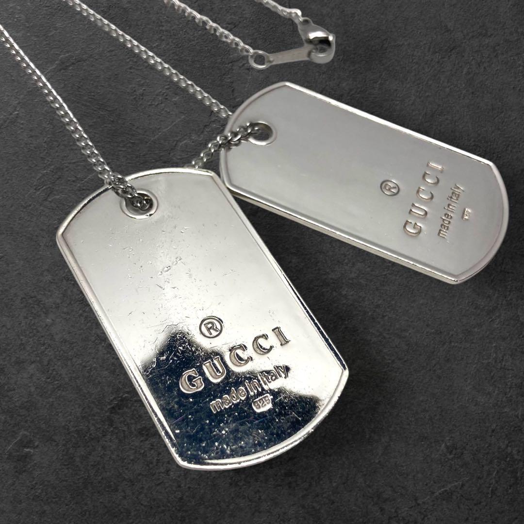 GUCCI 925 ドッグタグ ペンダント シルバー チェーン付 301