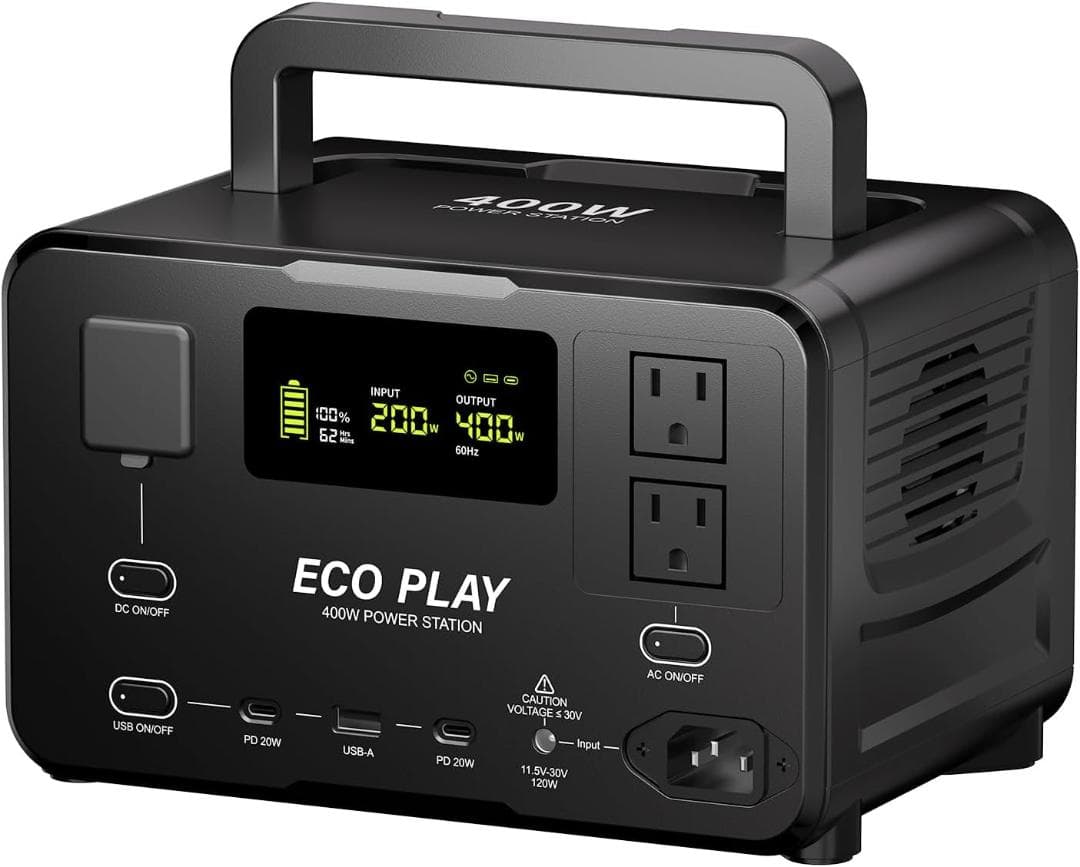 【新品】Eco Play EP400 ポータブル電源 蓄電池 大容量 発電機