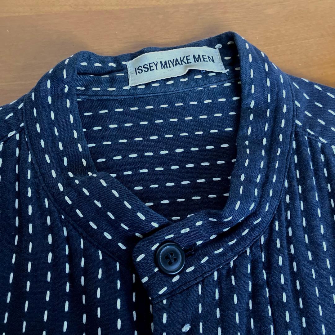 ISSYMIYAKE MENイッセイミヤケ マオカラーシャツ　総サシコ