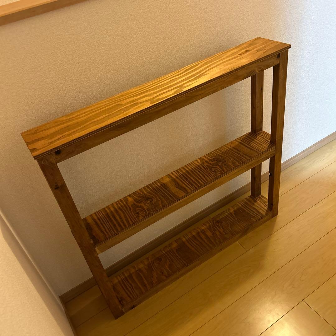 アンティーク風スリムラック　ハンドメイド　棚　飾り棚　木製家具