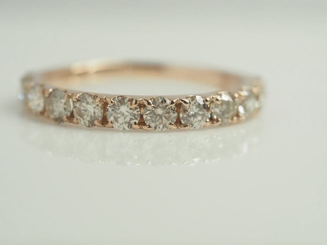 ◎1.00ct!! K18PG 天然ダイヤモンド 3/5エタニティリング　14号