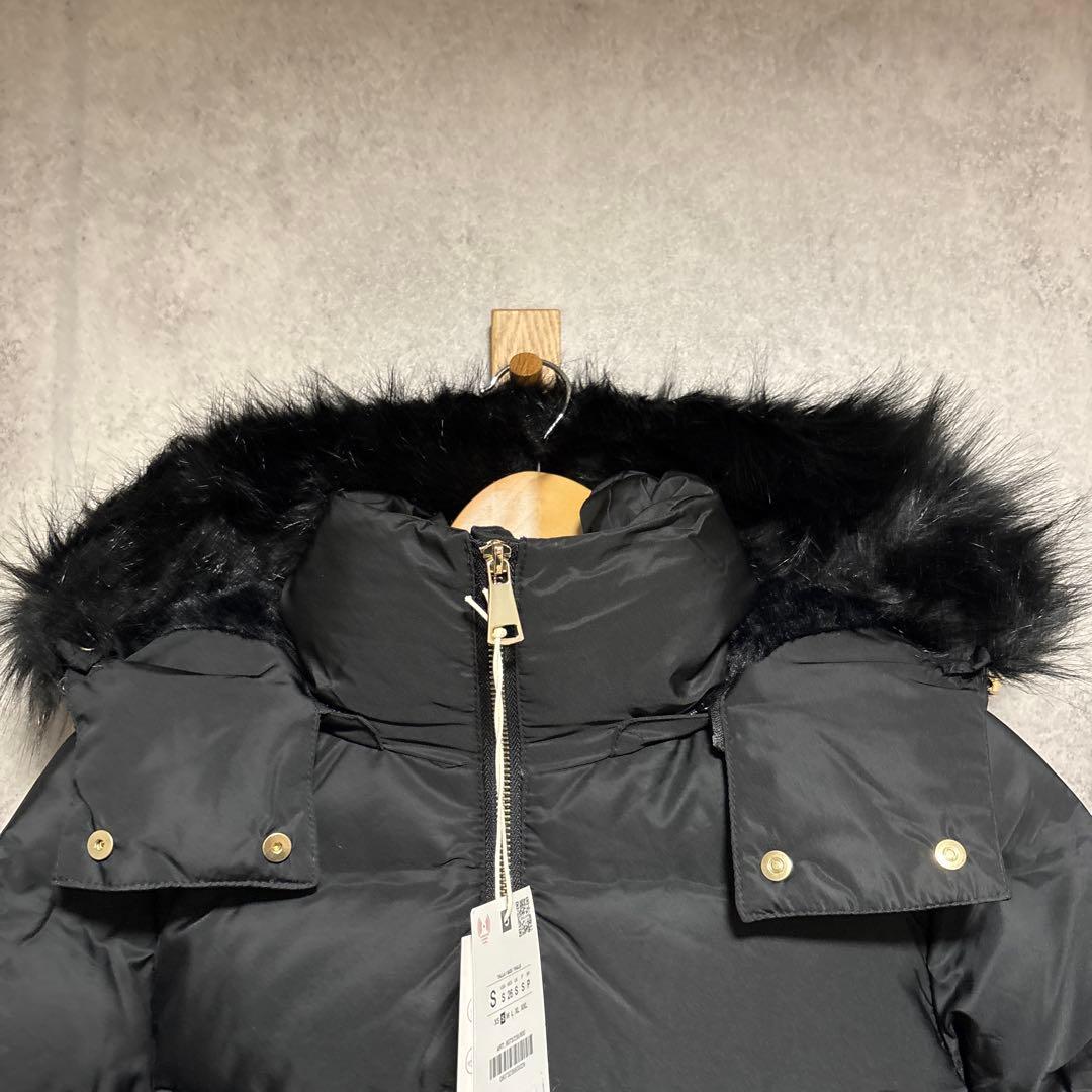 ZARA 撥水ウィンドブレーカーフード付きダウンジャケット S