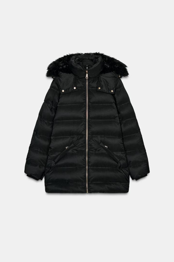 ZARA 撥水ウィンドブレーカーフード付きダウンジャケット S