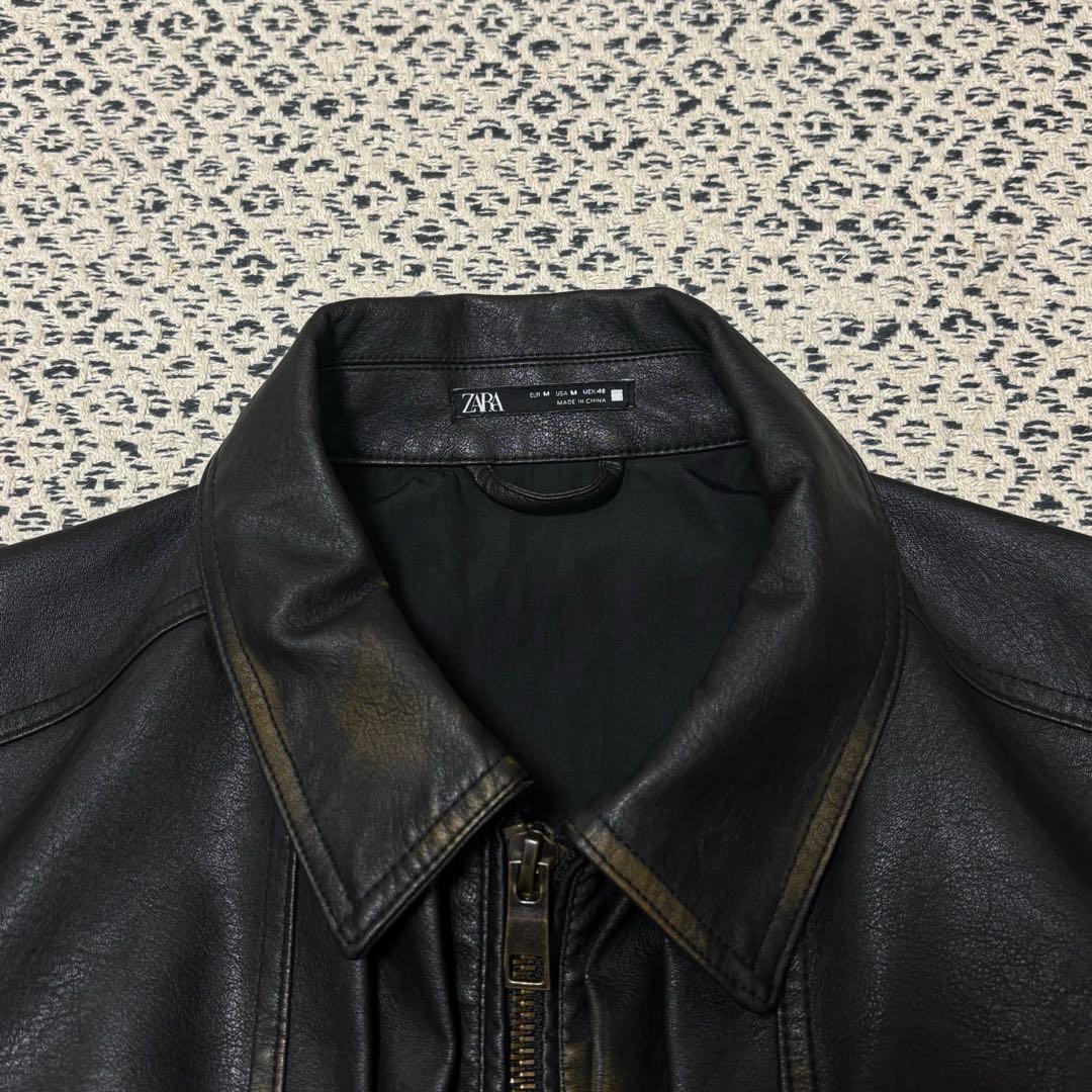 (美品)ZARA ヴィンテージエフェクト レザージャケット　M