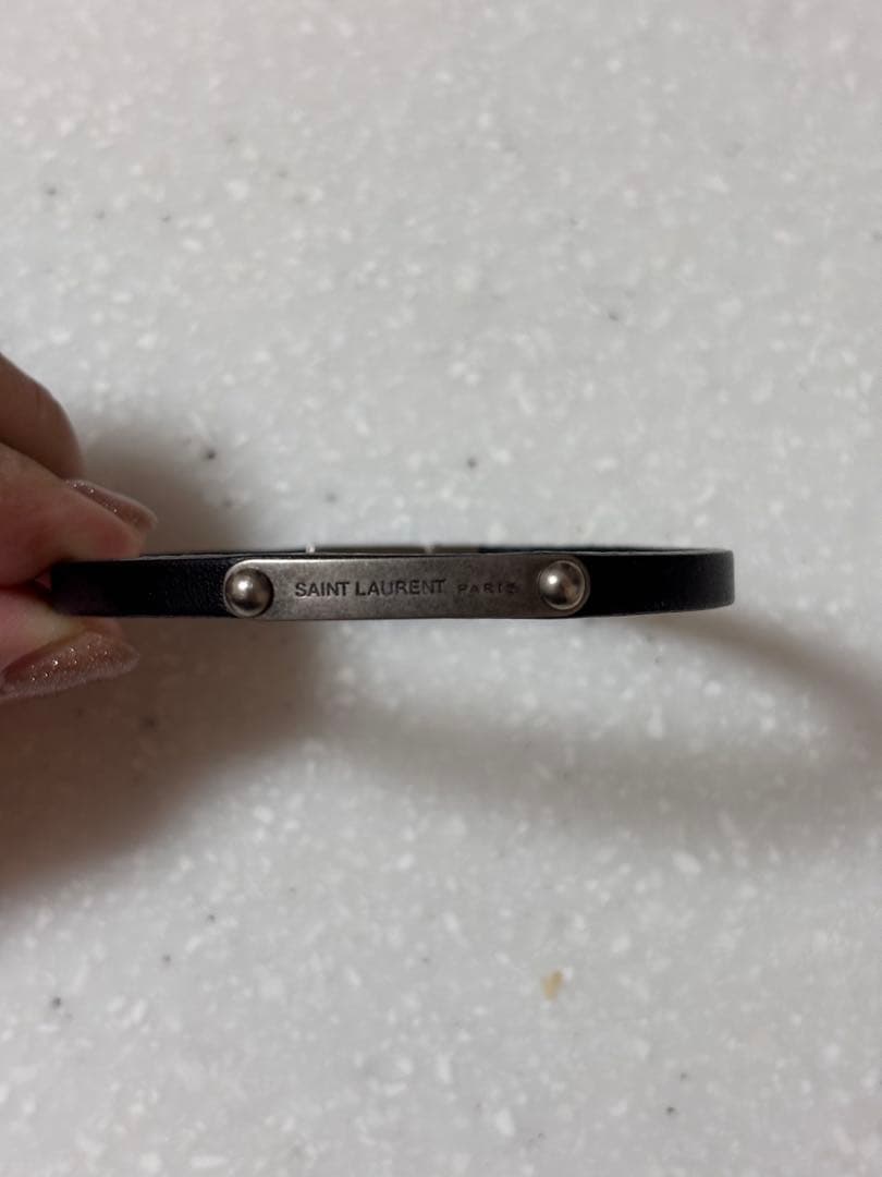 【美品】SAINT LAURENT ブラック IDプレートブレスレット