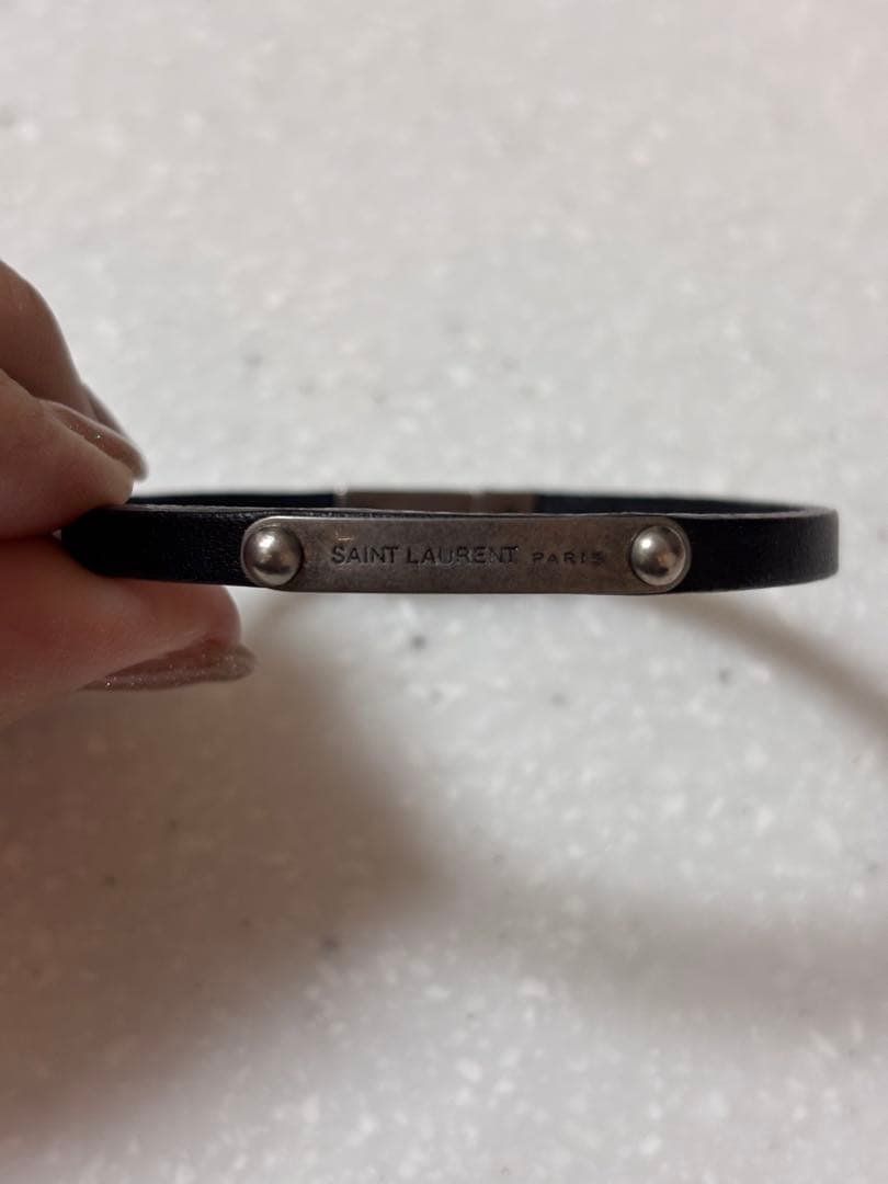 【美品】SAINT LAURENT ブラック IDプレートブレスレット