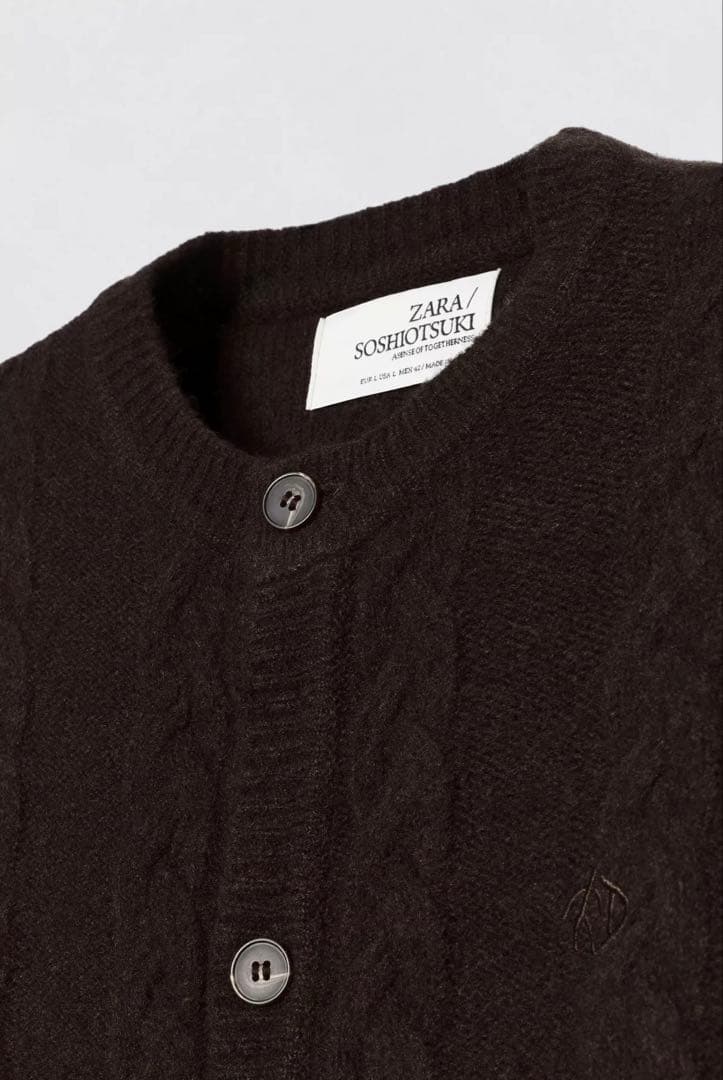 新品／Ｍ SOSHIOTSUKI x ZARA ウールケーブルカーディガン