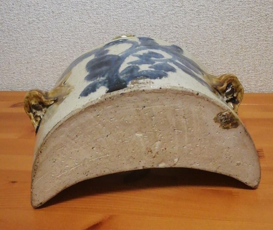 人間国宝　金城次郎作　壺屋焼　草花文　抱瓶　酒器
