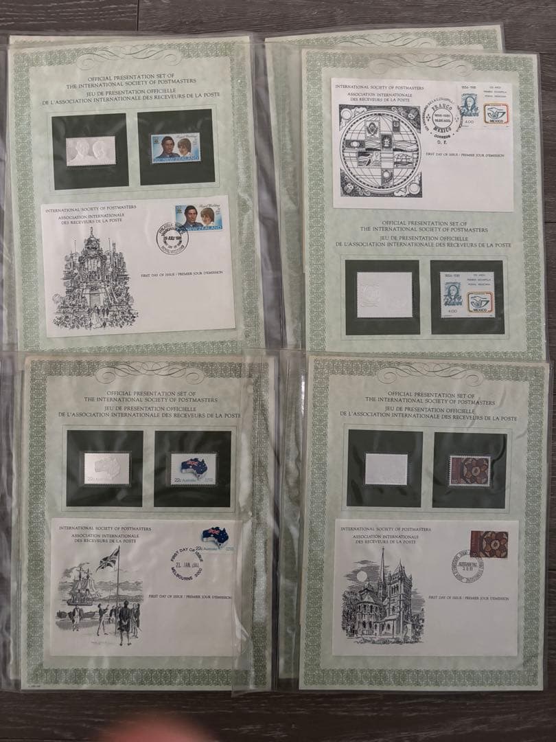 国際郵便局長協会 公式プレゼンテーションセット 純銀製切手プレート36枚
