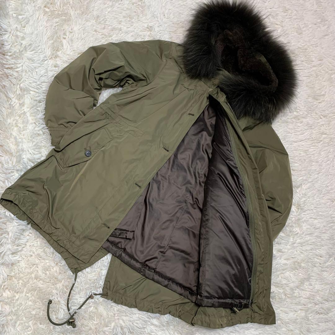 【23区】3way ダウンライナー　モッズコート　ラクーンファー　カーキ