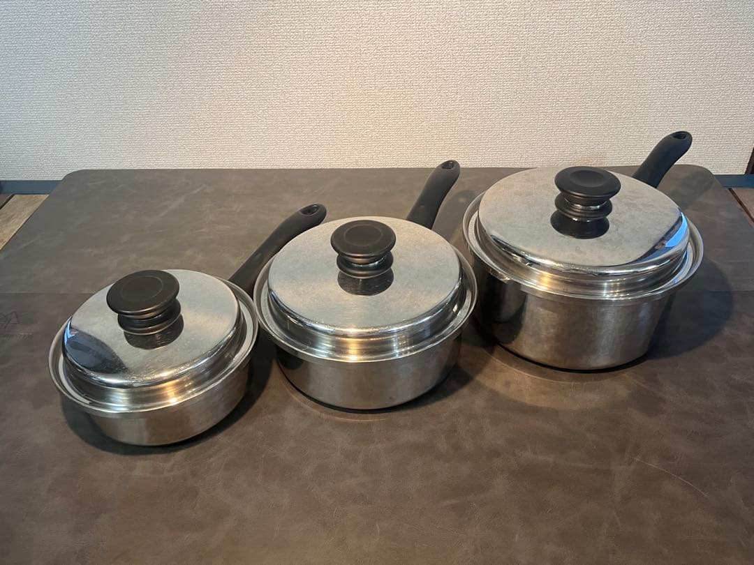 【動作良品】アムウェイ クィーン 豪華4点セット（ソースパン3点＋レンジ）旧型