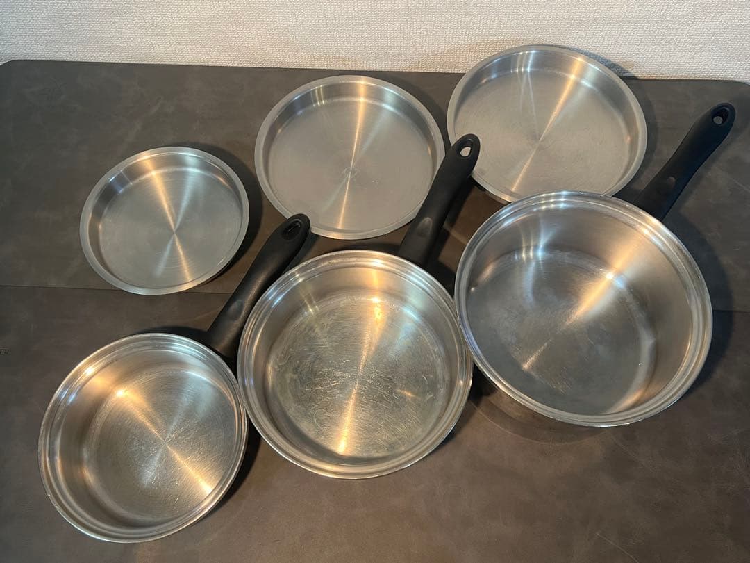 【動作良品】アムウェイ クィーン 豪華4点セット（ソースパン3点＋レンジ）旧型