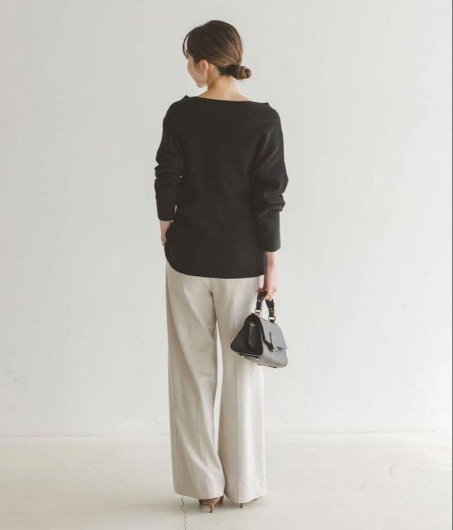 【美品】NOBLE フロントジップボートネックニット