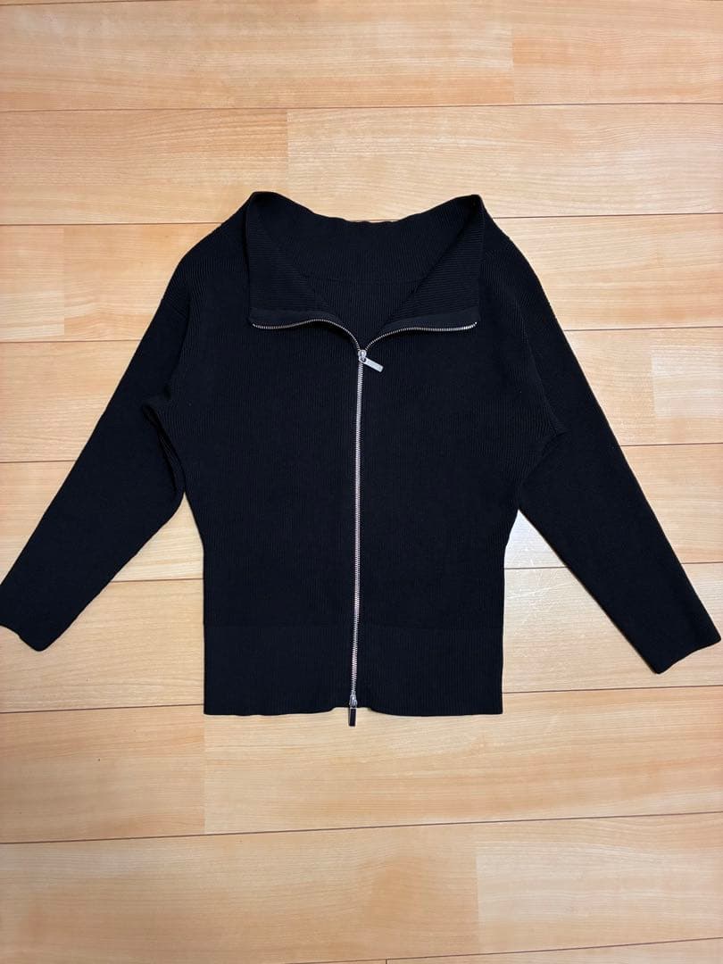 【美品】NOBLE フロントジップボートネックニット