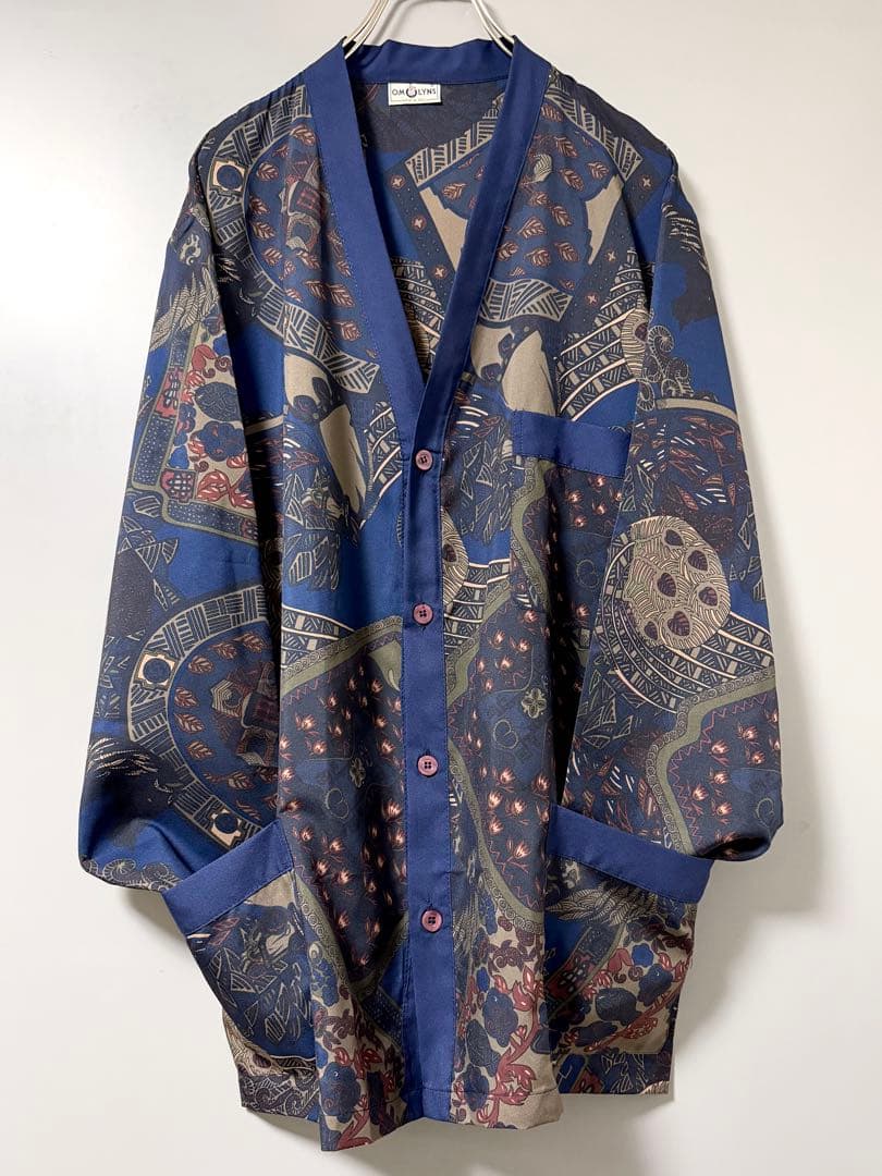 90sヴィンテージ 総柄シャツ 抽象柄 アートプリント 馬柄 イタリア製 古着