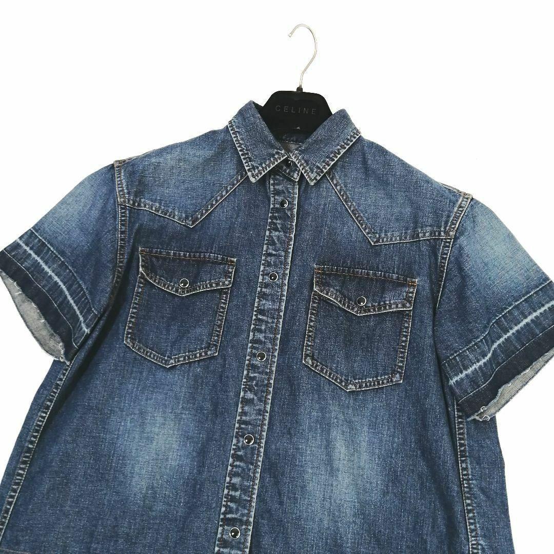 極美品✨ サカイ　デニムシャツ　21SS　近年　ドッキング　シースルー　ゆったり