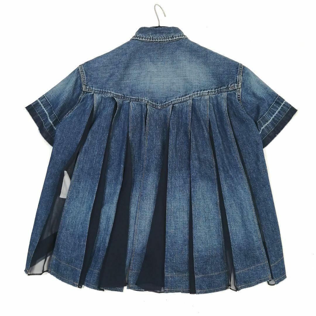 極美品✨ サカイ　デニムシャツ　21SS　近年　ドッキング　シースルー　ゆったり