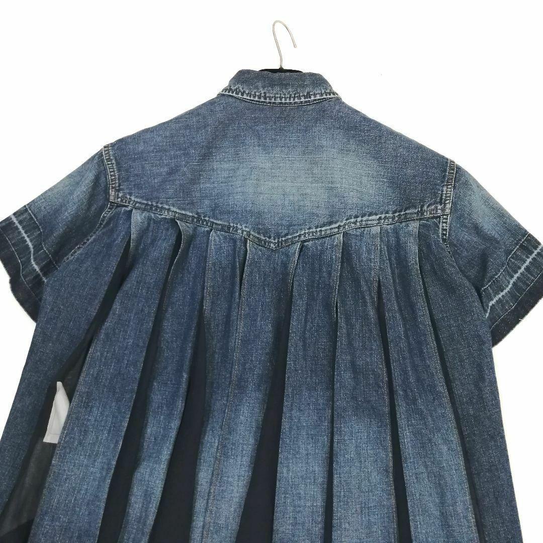 極美品✨ サカイ　デニムシャツ　21SS　近年　ドッキング　シースルー　ゆったり