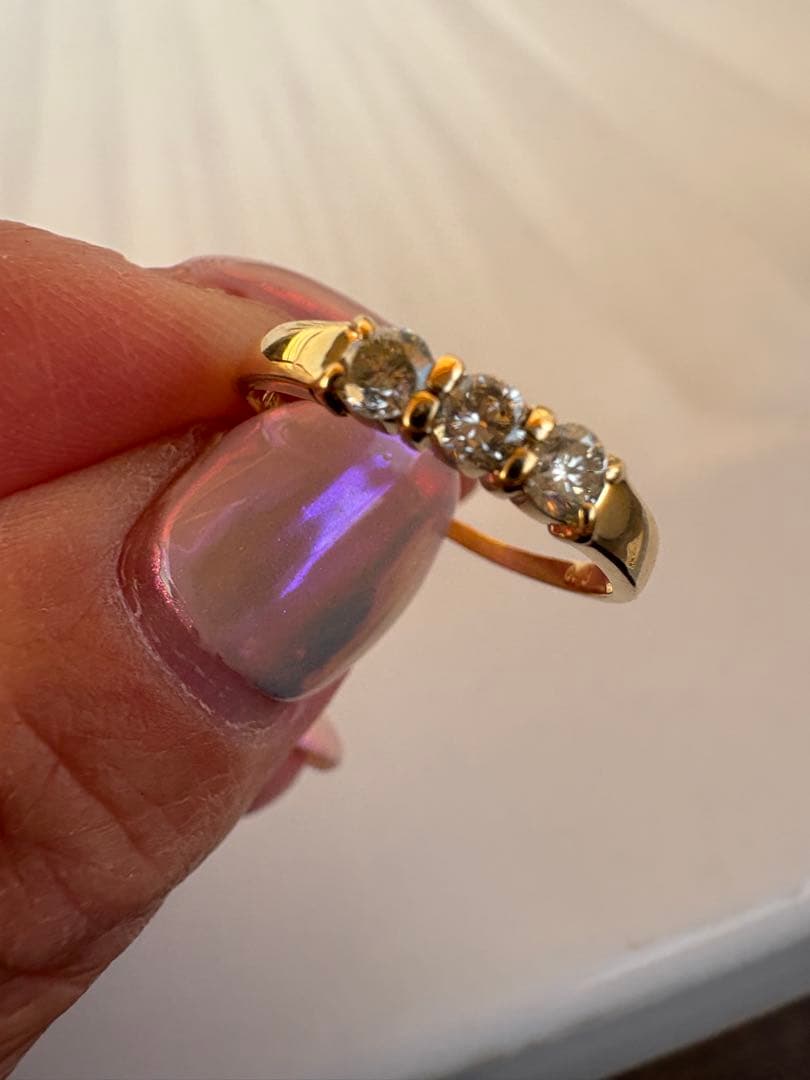 k18ゴールド✨メレダイヤ3石0.3ctリング✨新品仕上げ済み❣️