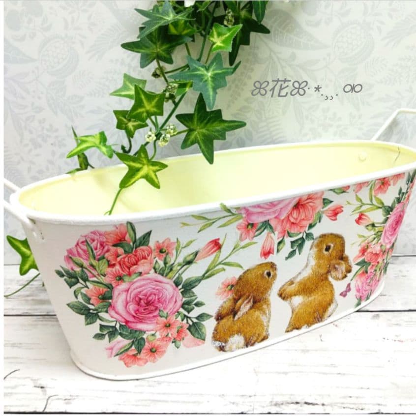 デコパージュꔛ‬ꕤリメ缶 ♡プランター ♡鉢カバー ♡小物入れ♡インテリア雑貨