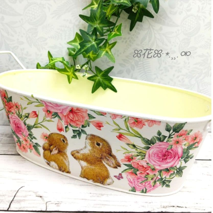 デコパージュꔛ‬ꕤリメ缶 ♡プランター ♡鉢カバー ♡小物入れ♡インテリア雑貨