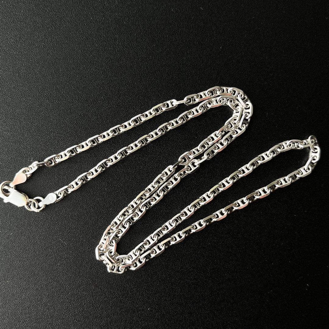 シルバー925 アンカーチェーン マリーナチェーン ネックレス 50cm3mm